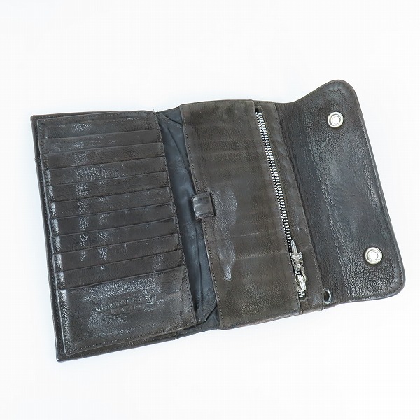 実際に弊社で買取させて頂いたCHROME HEARTS/クロムハーツ WAVE/ウェーブウォレット クロスボタン/長財布の画像 3枚目