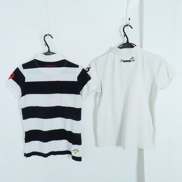 実際に弊社で買取させて頂いたPEARLYGATES/パーリーゲイツ ボーダー/ラインフレンズ レディース 半袖ポロシャツ 2点セットの画像 1枚目