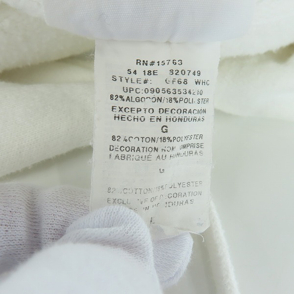 実際に弊社で買取させて頂いたChampion/チャンピオン REVERSE WEAVE/リバースウィーブ プルオーバーパーカー ホワイト GF68/2XLの画像 3枚目