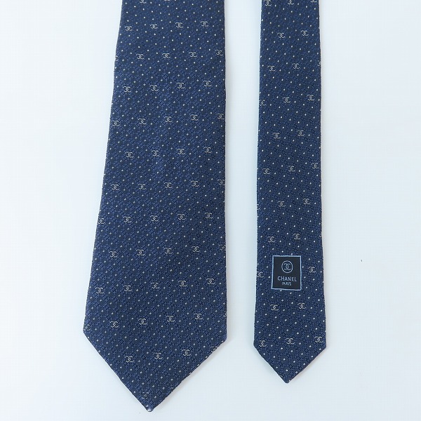 実際に弊社で買取させて頂いたCHANEL/シャネル ココマーク ドット シルクネクタイの画像 1枚目