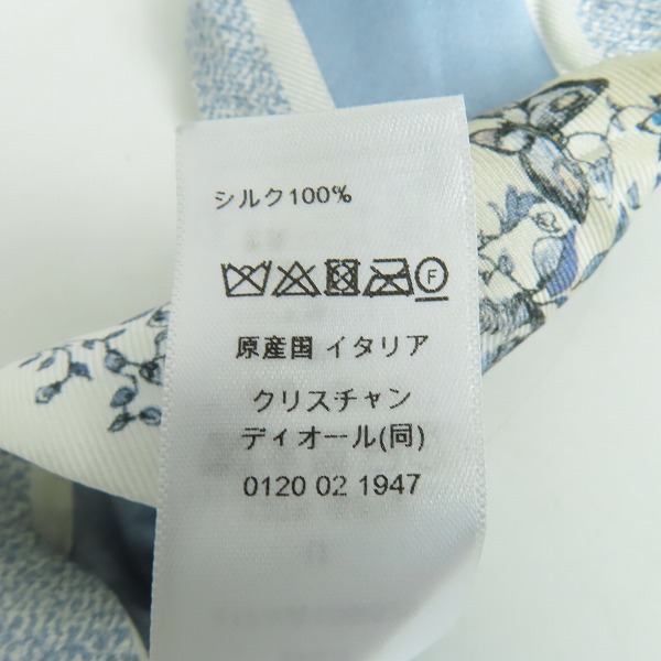 実際に弊社で買取させて頂いたDior/ディオール ミッツァ シルクツイル バンドースカーフ 花柄 フラワー ブルー 41FAW106I626 の画像 5枚目