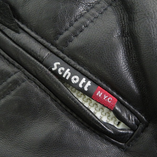 実際に弊社で買取させて頂いたSchott/ショット MOTORCYCLE DOWN JACKET レザー ダウンジャケット 3101034/XLの画像 5枚目