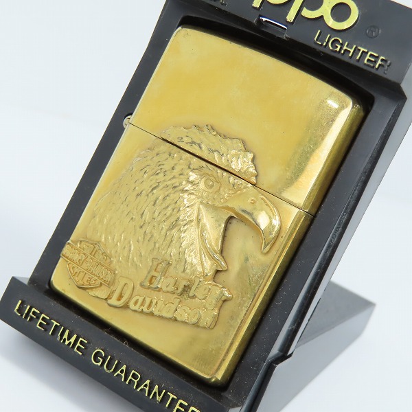 実際に弊社で買取させて頂いたZIPPO/ジッポー HARLEY-DAVIDSON/ハーレーダビッドソン イーグルメタル貼り ゴールド 1992年製