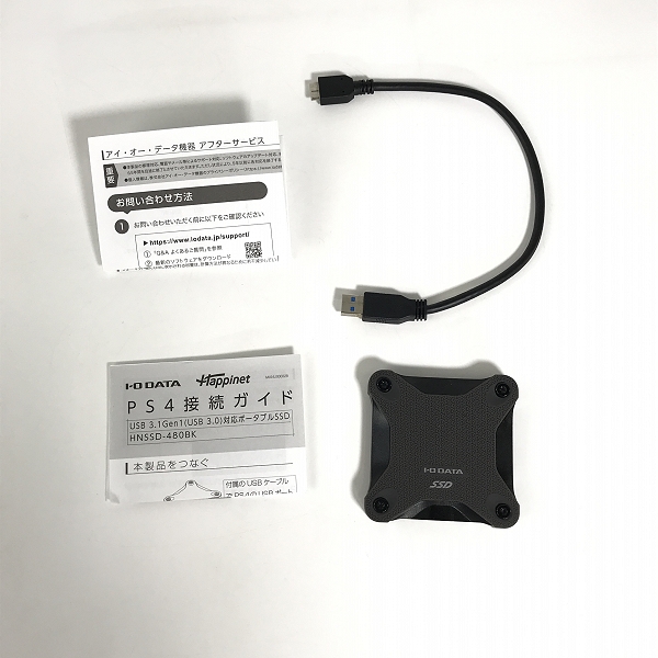 実際に弊社で買取させて頂いたI-O DATA/アイ・オー・データ PS4対応 SSD 480GB Happinet USB3.1 Gen1 USB3.0/HNSSD-480BK【簡易動作確認済】の画像 3枚目