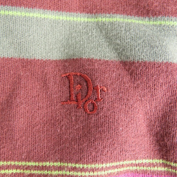 実際に弊社で買取させて頂いたChristian Dior monsieur/クリスチャンディオール ムッシュ ロゴ刺繍 ボーダー柄長袖ポロシャツ Mの画像 3枚目