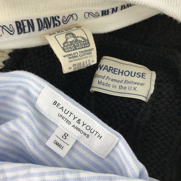 実際に弊社で買取させて頂いた【おまとめ】ウェアハウス/ベンデイビス/ユナイテッドアローズ 等 カットソー/半袖シャツ/ニット 他