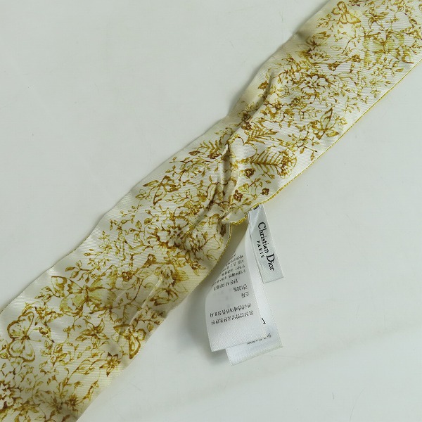 実際に弊社で買取させて頂いたDior/ディオール ミッツァ シルクツイル バンドースカーフ 花柄 フラワー イエロー 41FAW106I626 の画像 6枚目