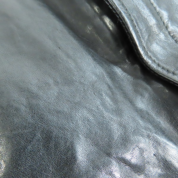 実際に弊社で買取させて頂いたincarnation/インカーネーション OVERLOCKED BIAS ZIP RIB BLOUSON カーフレザーライダースジャケット Sの画像 7枚目