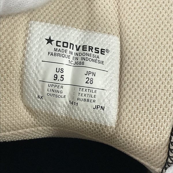 実際に弊社で買取させて頂いた【未使用】CONVERSE×XLARGE/コンバース×エクストララージ CHEVRONSTAR スニーカー 1CJ688 28の画像 5枚目