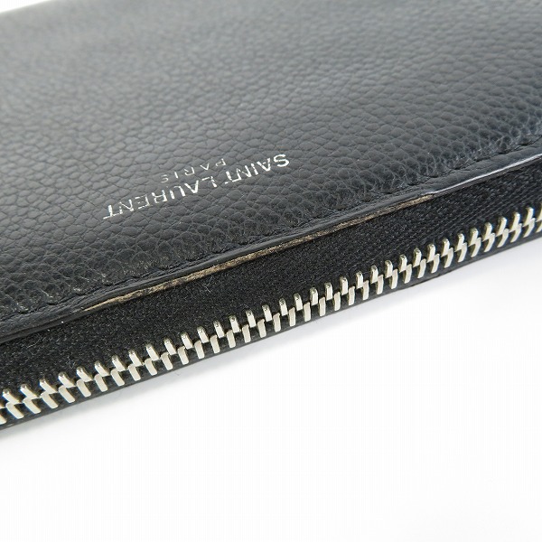 実際に弊社で買取させて頂いたSAINT LAURENT PARIS/サンローランパリ YSLロゴ ラウンドジップ/ファスナー 長財布/ウォレットの画像 9枚目