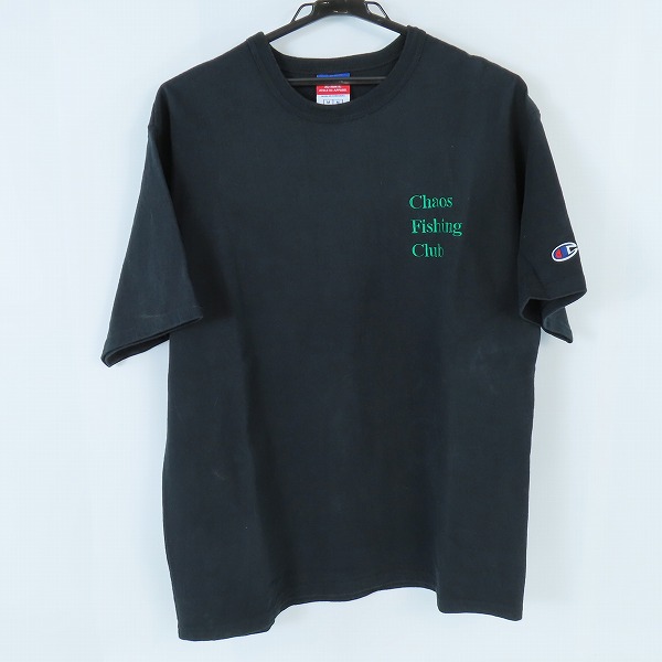 実際に弊社で買取させて頂いたChampion/チャンピオン Chaos Fishing Club  胸ロゴ刺繍 半袖Tシャツ M