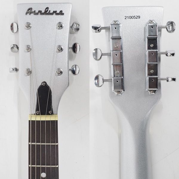 実際に弊社で買取させて頂いた★EASTWOOD GUITARS/イーストウッド AIRLINE BIGHORN Sonic Silver ビザールギター エレキギター ソフトケース付の画像 2枚目