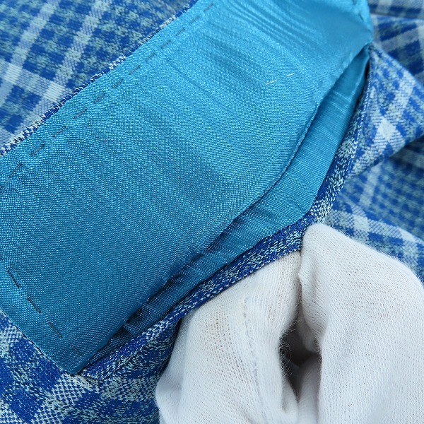 実際に弊社で買取させて頂いた【未使用】ETRO/エトロ チェック総柄 ブルー 1187Q-1100/56の画像 8枚目