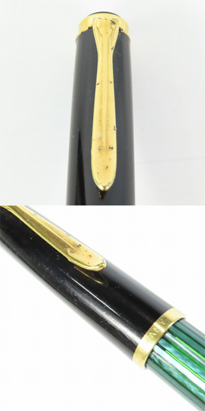 実際に弊社で買取させて頂いたPELIKAN/ペリカン SOUVERAN/スーベレーン 万年筆 ペン先14C-585 F グリーンストライプの画像 5枚目