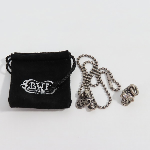 実際に弊社で買取させて頂いたBWL/BILL WALL LEATHER/ビルウォールレザー スカル/タグ ネックレス/ペンダントｗ/ストーンアイズ 2点セット の画像 9枚目