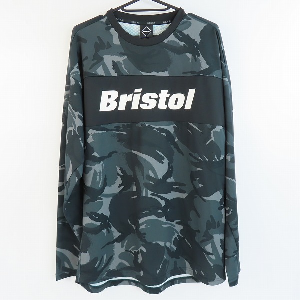 実際に弊社で買取させて頂いたF.C.Real Bristol/F.Cレアルブリストル 22SS/L/S TOP TOUR TEE 長袖 ロゴ プリント Tシャツ 迷彩 黒xグレー FCRB-220048/L