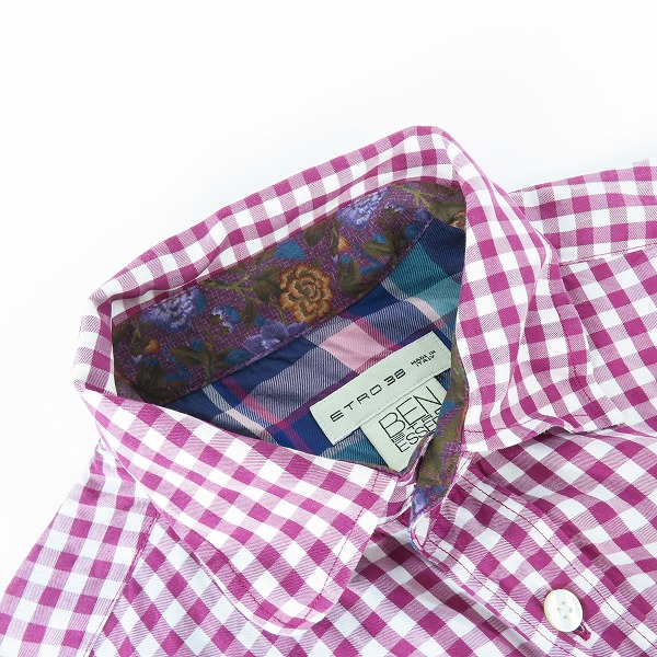 実際に弊社で買取させて頂いた【JPタグ】ETRO/エトロ BEN ETRO ESSERE ギンガムチェック柄シャツ 38の画像 5枚目