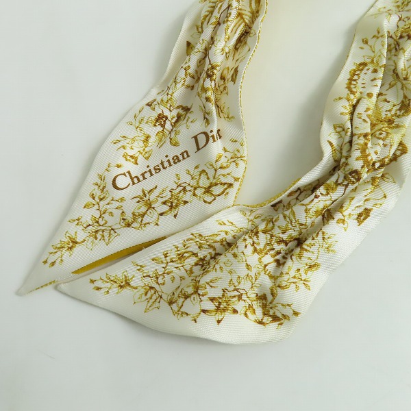実際に弊社で買取させて頂いたDior/ディオール ミッツァ シルクツイル バンドースカーフ 花柄 フラワー イエロー 41FAW106I626 の画像 1枚目