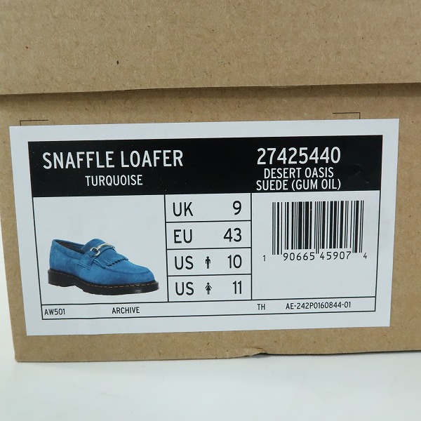 実際に弊社で買取させて頂いたDr.MARTENS/ドクターマーチン SNAFFLE LOAFER/スナッフル ローファー ターコイズ 27425440/UK9の画像 7枚目