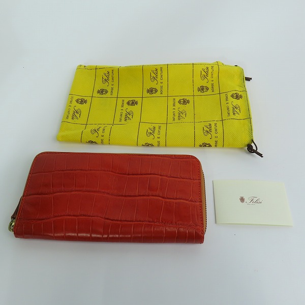 実際に弊社で買取させて頂いたFelisi/フェリージ レザー クロコ型押し ラウンドジップ 長財布 125の画像 8枚目