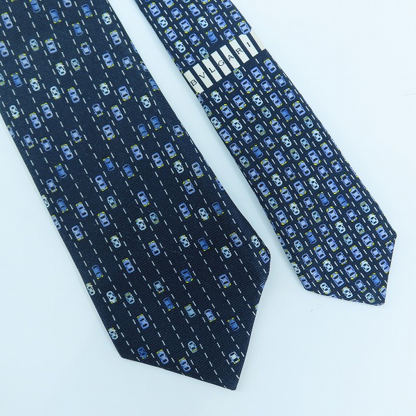 実際に弊社で買取させて頂いたBVLGARI/ブルガリ 車総柄 シルクネクタイの画像 1枚目