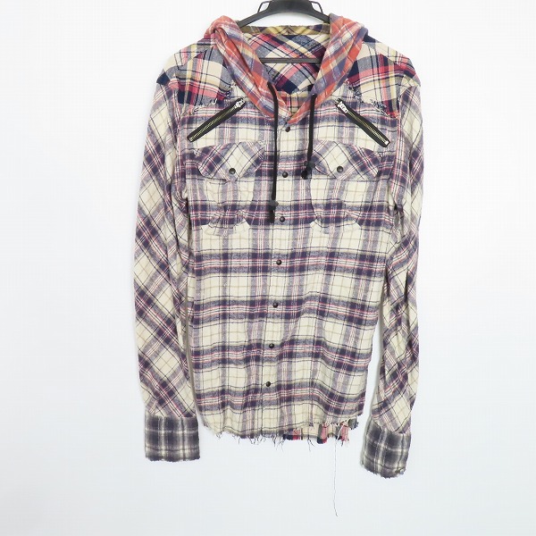 実際に弊社で買取させて頂いたLGB/ルグランブルー フーデッド チェック 長袖シャツ/パーカー Shirt-G/PK/M 1194K/1