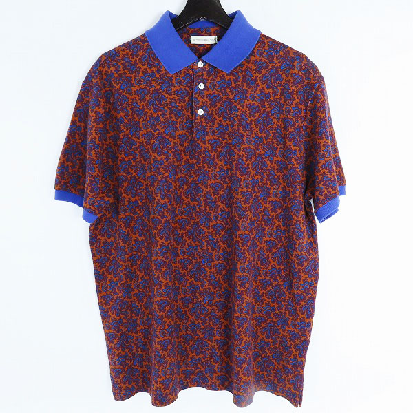 実際に弊社で買取させて頂いた【未使用】ETRO/エトロ ペイズリー柄 総柄 ポロシャツ/ダークオレンジ系/2XL