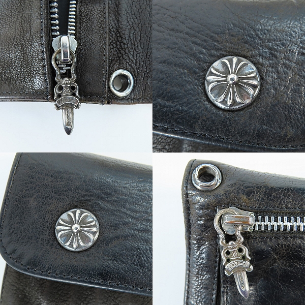 実際に弊社で買取させて頂いたCHROME HEARTS/クロムハーツ WAVE/ウェーブウォレット クロスボタン/長財布の画像 6枚目