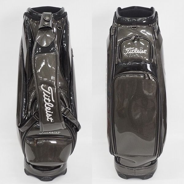 実際に弊社で買取させて頂いたTitleist/タイトリスト ゴルフ CB910 4分割キャディバッグ 鏡面エナメル ガンメタリックの画像 2枚目