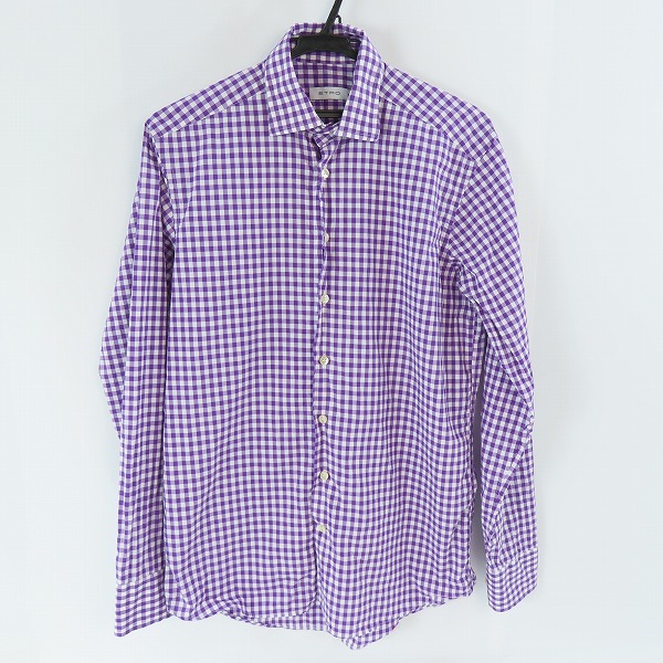 実際に弊社で買取させて頂いた【JPタグ】ETRO/エトロ ギンガムチェック柄 長袖シャツ パープル×ホワイト 38