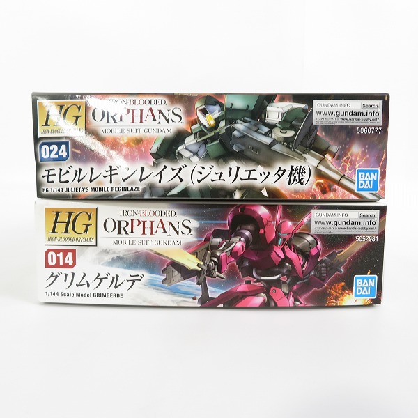 実際に弊社で買取させて頂いた【未組立】BANDAI/バンダイ ガンダム 鉄血のオルフェンズ HG 1/144 グリムゲルデ/モビルレギンレイズ ジュリエッタ機 2点セットの画像 3枚目