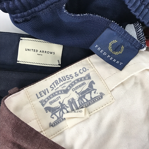 実際に弊社で買取させて頂いた【おまとめ】リーバイス/ユナイテッドアローズ/フレッドペリー 他 デニム/ジャージ/ボトムス 等