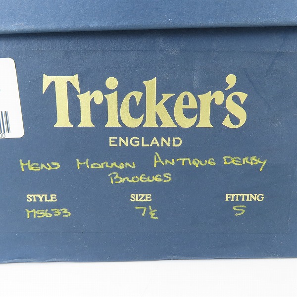 実際に弊社で買取させて頂いたTRICKER'S/トリッカーズ ウイングチップ レザー ドレスシューズ/ビジネスシューズ M5633 /7.5の画像 9枚目