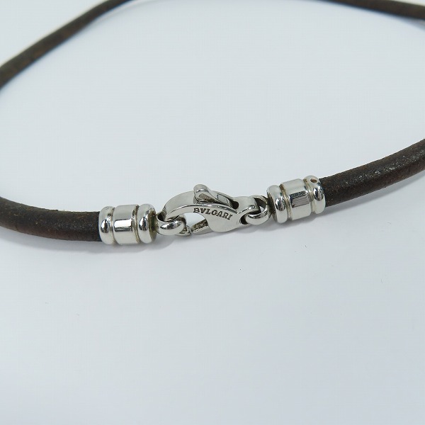 実際に弊社で買取させて頂いたBVLGARI/ブルガリ メタル×レザー チョーカーネックレス ケース付きの画像 2枚目