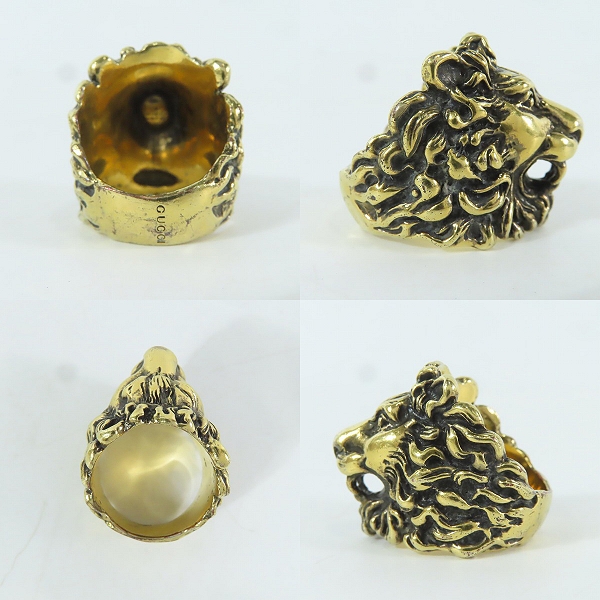 実際に弊社で買取させて頂いたGUCCI/グッチ ライオンヘッド付き メタル リング/指輪 17.5号-18号の画像 2枚目