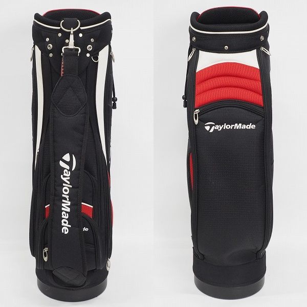 実際に弊社で買取させて頂いたTaylorMade/テーラーメイド CB104N 9.5型 5分割キャディバッグ ブラックｘレッドｘホワイトの画像 2枚目
