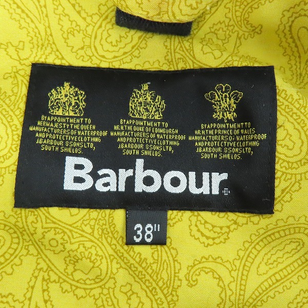 実際に弊社で買取させて頂いたBarbour/バブアー Bedale SL ビデイル オイルドジャケット ペイズリー裏地 1402340/38の画像 3枚目