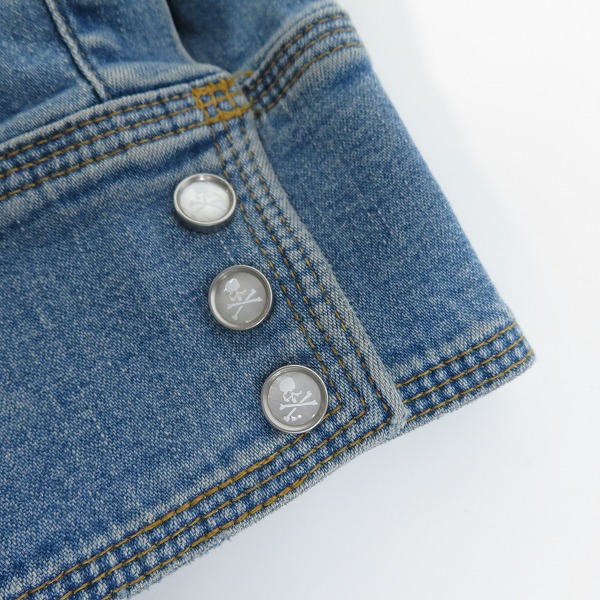 実際に弊社で買取させて頂いたMASTERMIND WORLD/マスターマインド ワールド ロゴ/スカル刺繍 オーバーサイズ デニムシャツ/ジャケット MW21S06-SH001-002/Mの画像 5枚目