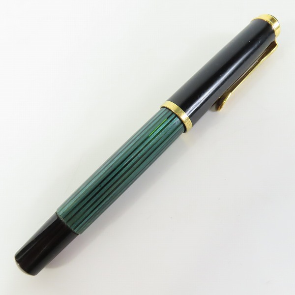 実際に弊社で買取させて頂いたPELIKAN/ペリカン SOUVERAN/スーベレーン 万年筆 ペン先14C-585 F グリーンストライプの画像 1枚目