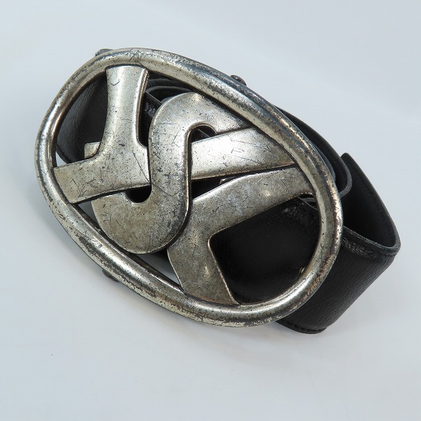 実際に弊社で買取させて頂いたYves Saint Laurent/イブサンローラン YSLロゴバックル レザーベルト