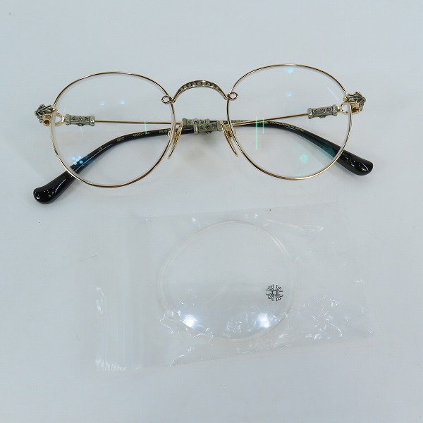 実際に弊社で買取させて頂いたCHROME HEARTS/クロムハーツ BUBBA-A メガネフレーム アイウェア ゴールドの画像 8枚目