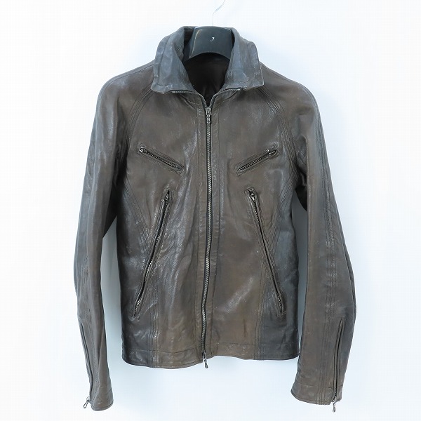 実際に弊社で買取させて頂いた【難有り】JULIUS/ユリウス 仔羊皮 RAM SKIN/LEATHER ミリタリー ジップ ライダース ジャケット/1