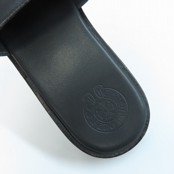 実際に弊社で買取させて頂いたCHROME HEARTS/クロムハーツ CHプラス クロス レザーサンダル /44の画像 4枚目