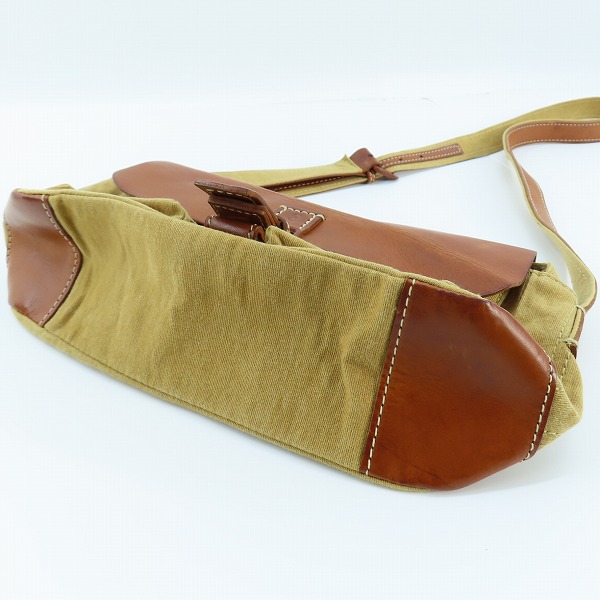 実際に弊社で買取させて頂いたgenten/ゲンテン レザー 切り返し キャンバスハンドバッグの画像 3枚目