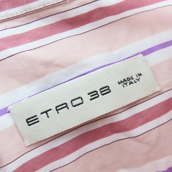実際に弊社で買取させて頂いた【JPタグ】ETRO/エトロ ストライプ柄 長袖シャツ ピンク系 38の画像 2枚目