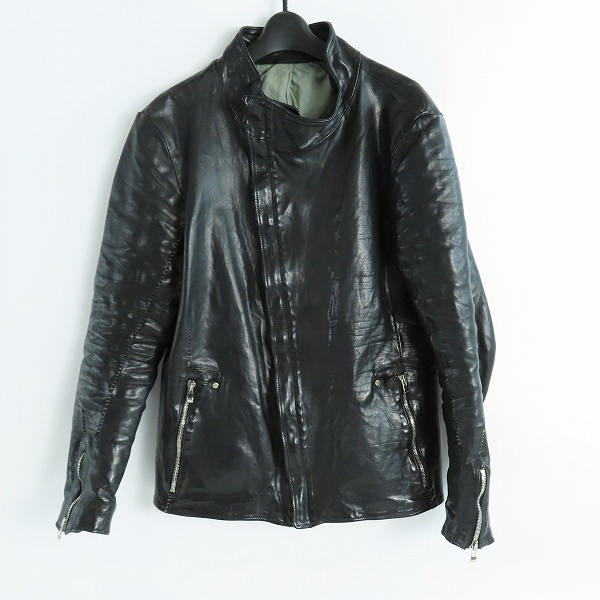 実際に弊社で買取させて頂いたincarnation/インカーネーション OVERLOCKED BIAS ZIP RIB BLOUSON カーフレザーライダースジャケット S