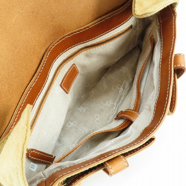 実際に弊社で買取させて頂いたgenten/ゲンテン レザー 切り返し キャンバスハンドバッグの画像 4枚目