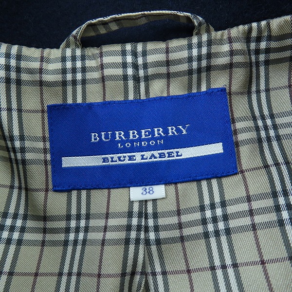 実際に弊社で買取させて頂いたBURBERRY BLUE LABEL/バーバリーブルーレーベル ダブルポンチョ ウールコート E1G11-407-29/38の画像 2枚目