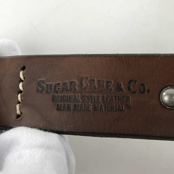 実際に弊社で買取させて頂いたSUGAR CANE/シュガーケーン スタッズ レザーベルト ブラウン/34の画像 3枚目