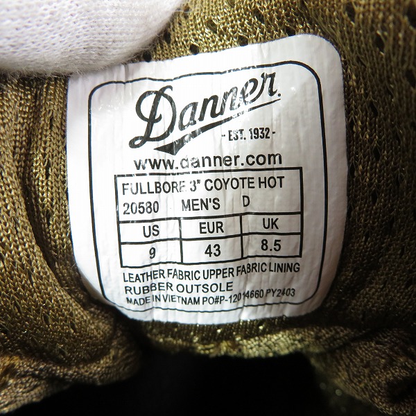 実際に弊社で買取させて頂いたDanner/ダナー  FULLBORE LOW COYOTE/フルボア ロー コヨーテ 20580 US9の画像 5枚目